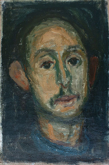 Autoportrait, huile sur toile laid on hardboard
