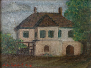 GREAT-GREAT-GRANDFATHER’S HOUSE IN LOZNICA, oil on canvas